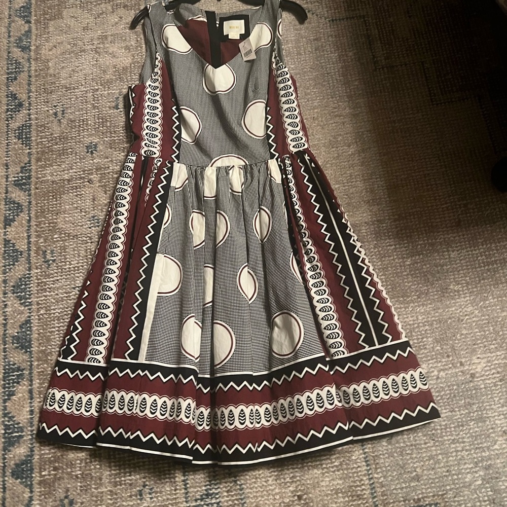 Maeve Mod Abstract Dress 50’s Style Fit & Flare Modest 100% Cotton